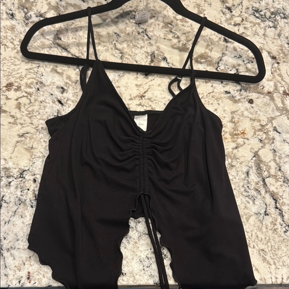 H&M Black Ruched Asymmetrical Camisole